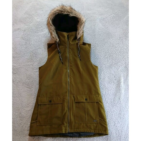 Volcom Womens Longhorn Vest Olive Green  Sz M NEW - Picture 1 of 15